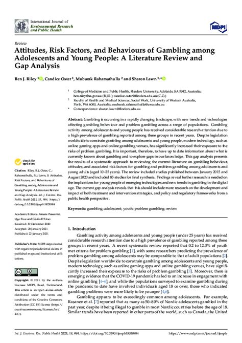Attitudes, Risk Factors, and Behaviours of Gambling among .